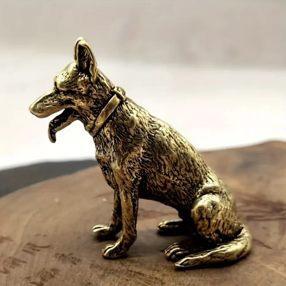 Vintage Copper Lucky Dog Miniatures Figurines