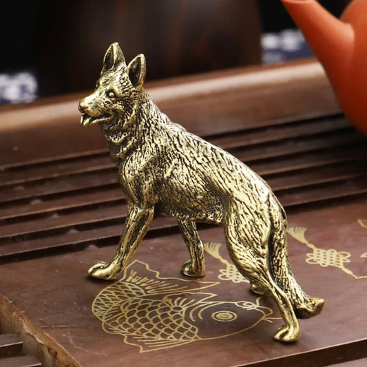 Vintage Copper Lucky Dog Miniatures Figurines