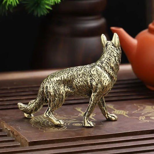 Vintage Copper Lucky Dog Miniatures Figurines