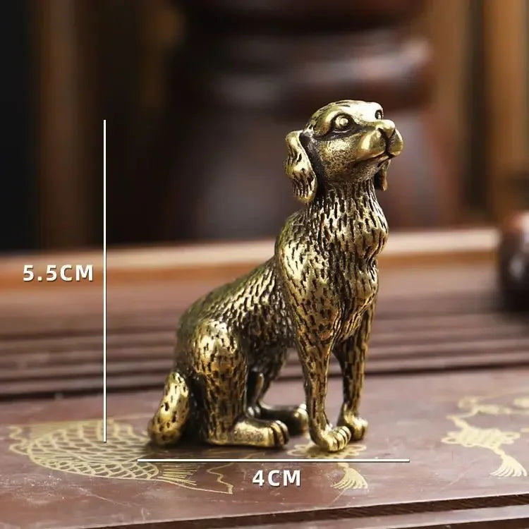 Vintage Copper Lucky Dog Miniatures Figurines