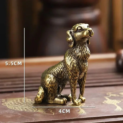 Vintage Copper Lucky Dog Miniatures Figurines