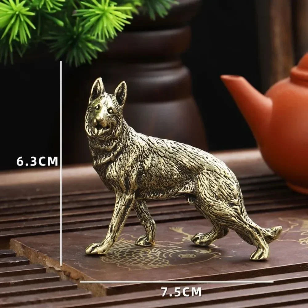Vintage Copper Lucky Dog Miniatures Figurines
