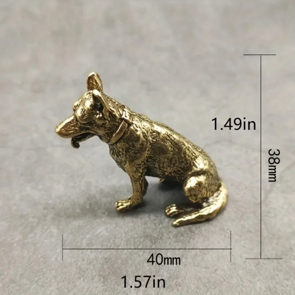 Vintage Copper Lucky Dog Miniatures Figurines