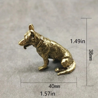 Vintage Copper Lucky Dog Miniatures Figurines