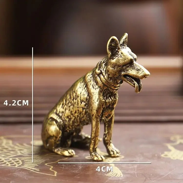 Vintage Copper Lucky Dog Miniatures Figurines